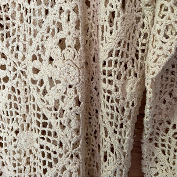 Vintage 90s Capacity crochet silk knit sequin open front cardigan sweater - Picture 5 of 6